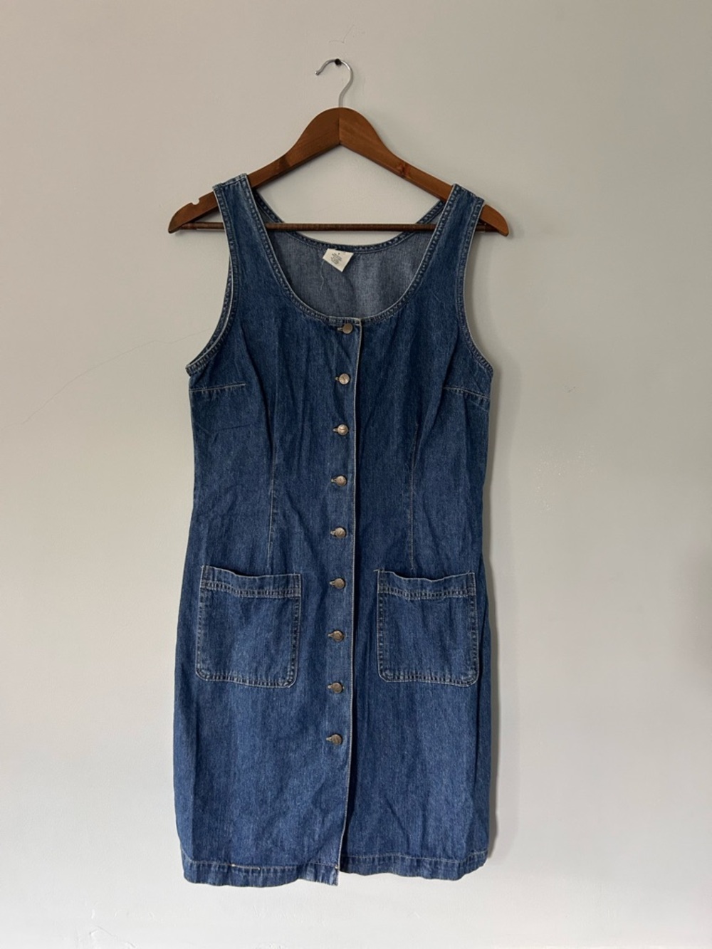 Vintage Old Navy Y2K Jean Jumper Dress Buttons Size 6 pockets - Picture 1 of 5